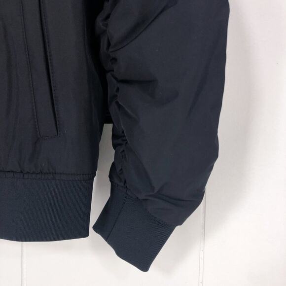 Express Bomber Jacket Floral Embellished Oversized Ruched Sleeves Size XS Black - Picture 8 of 16